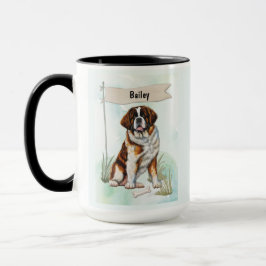 Saint Bernard Watercolor Personalized Dog Tasse
