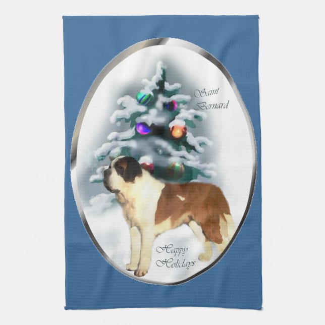 Saint Bernard Weihnachten Handtuch (Vertikal)
