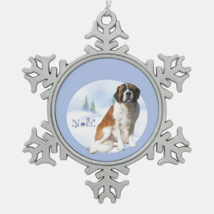 Saint Bernard Weihnachten Schlüsselanhänger Schneeflocken Zinn-Ornament