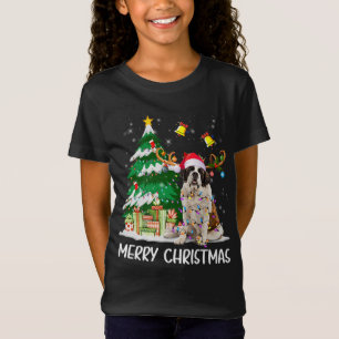 Saint Bernard Weihnachtsbeleuchtung Tree Santa Xma T-Shirt