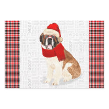 Saint Bernard Weihnachtshund Roter Karierter Feier