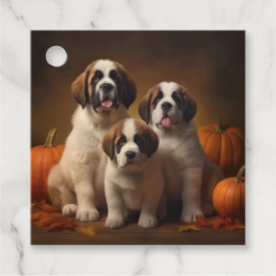 Saint Bernard Welpe Herbstfreude Kürbis Geschenkanhänger