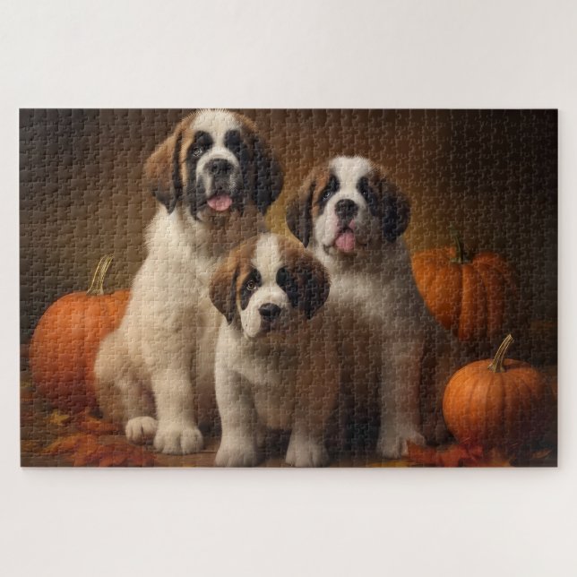 Saint Bernard Welppy Herbst Kürbis (Horizontal)