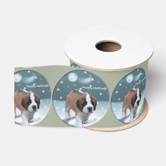 Saint Bernard Welppy Weihnachten Ripsband (Spule)