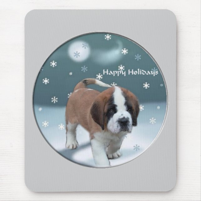 Saint Bernard Welppy Weihnachtsgeschenke Mousepad (Vorne)