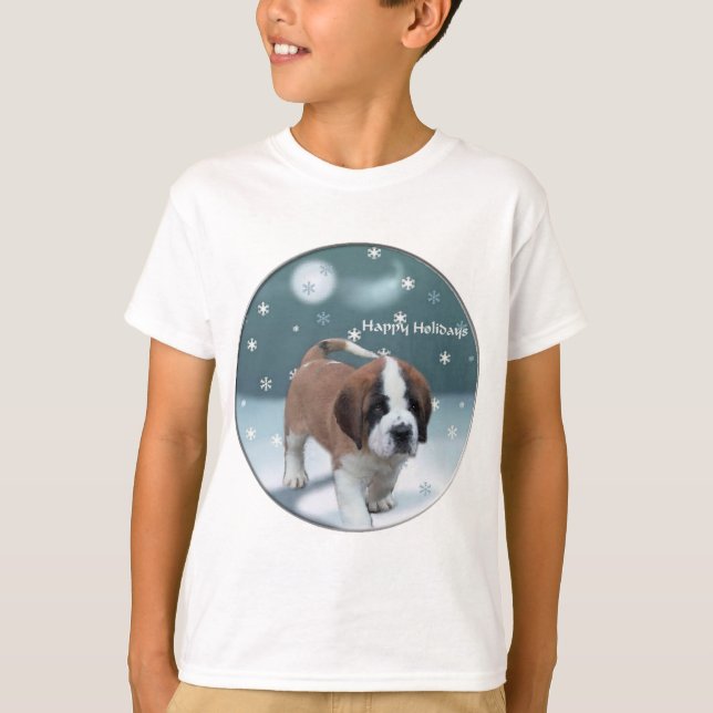 Saint Bernard Welppy Weihnachtsgeschenke T-Shirt (Vorderseite)