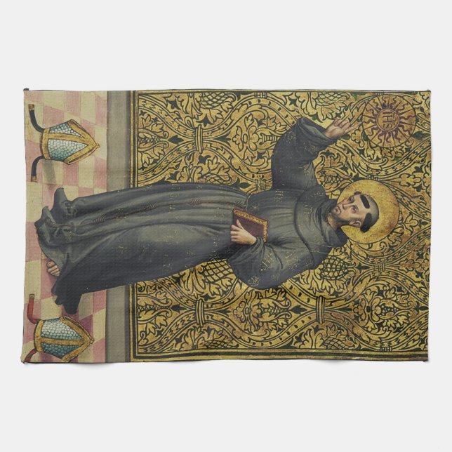 Saint Bernardino von Siena Geschirrtuch (Horizontal)