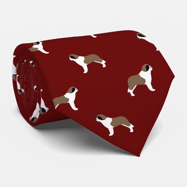 Saint Bernards Pattern Red | Hunde Lover Krawatte (Gerollt)