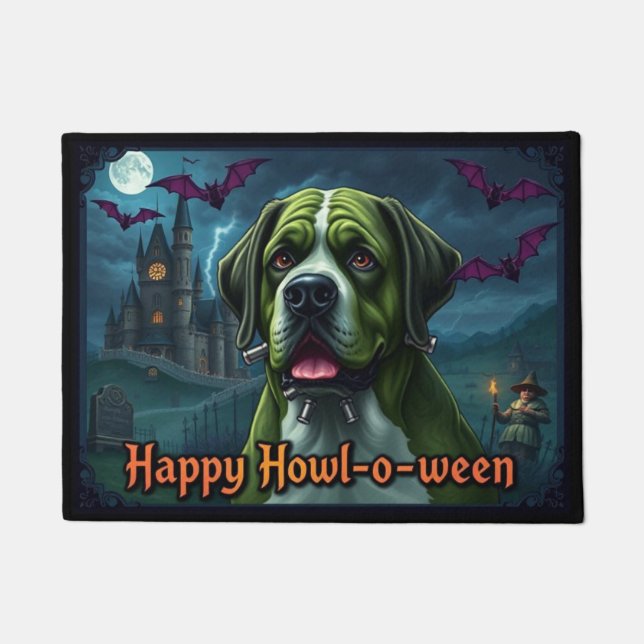 Saint Bernardstein Frohes Howl-o-ween Fußmatte (Vorderseite)