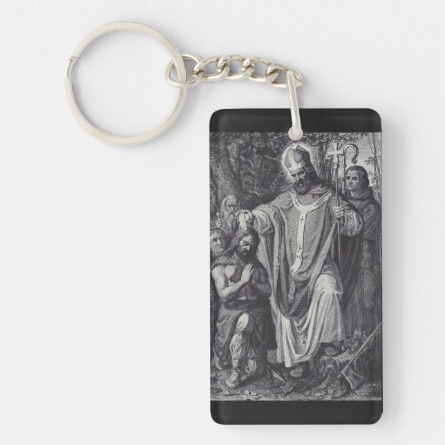 Saint Boniface Englischer Benediktinermönch Schlüsselanhänger (Vorderseite)