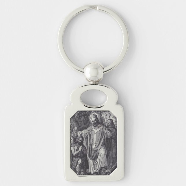 Saint Boniface Englischer Benediktinermönch Schlüsselanhänger (Vorderseite)
