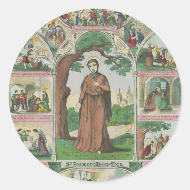 Saint Brigid von Irland Runder Aufkleber (Vorderseite)