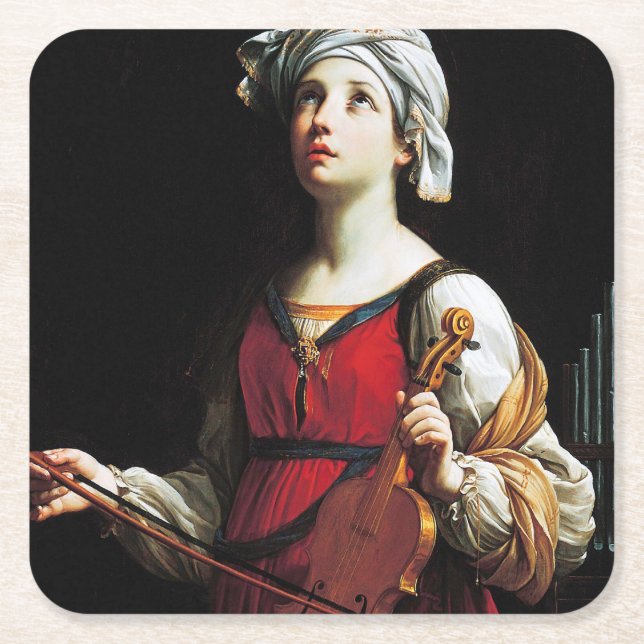 Saint Cecilia (St. Cecilia), Guido Reni Rechteckiger Pappuntersetzer (Vorderseite)