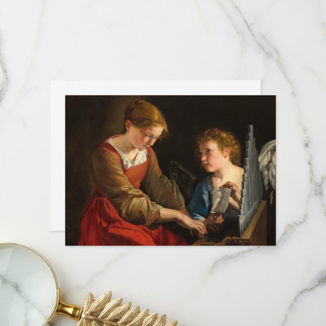 Saint Cecilia und Angel von Orazio Gentileschi Dankeskarte (Vorderseite/Rückseite Beispiel)
