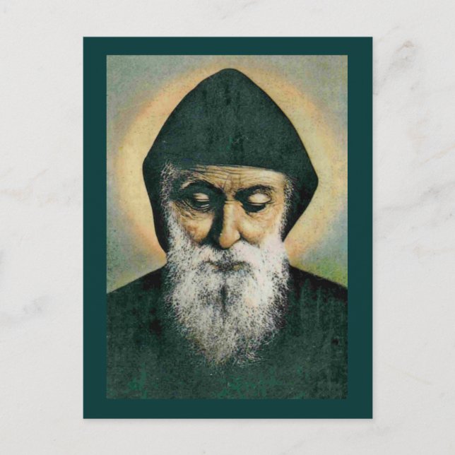 Saint Charbel Portrait Postkarte (Vorderseite)