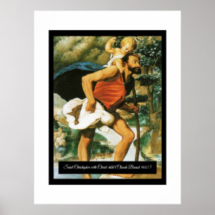 Saint Christopher mit dem Säugling Christus Poster