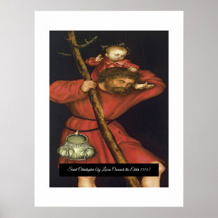 Saint Christopher mit dem Säugling Christus Poster