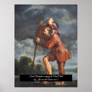 Saint Christopher mit Säugling Christ Poster