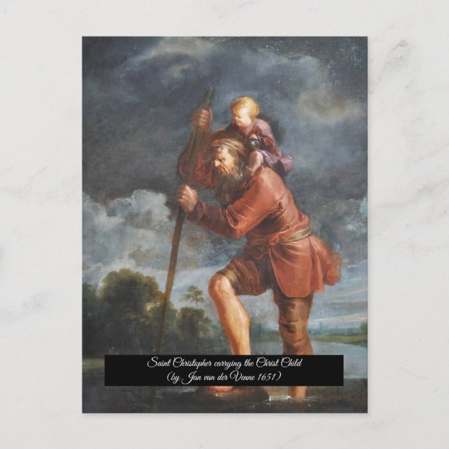 Saint Christopher mit Säugling Christ Postkarte (Vorderseite)
