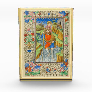 Saint Christopher Mittelalterliche Beleuchtung Fotoblock