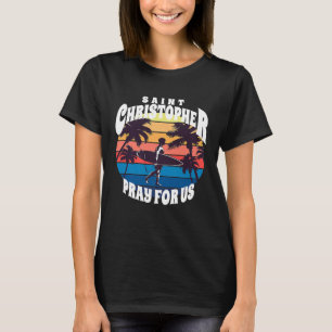 Saint Christopher Surf Retro Sunset Schutzpatron S T-Shirt
