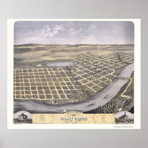 Saint Cloud, MN Panorama Karte - 1869 Poster