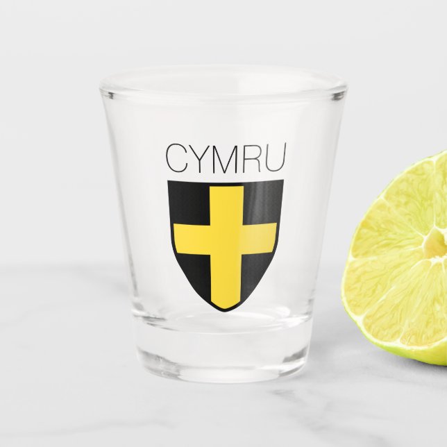 Saint David Abzeichen (Wales/Cymru) Schnapsglas (Vorderseite)