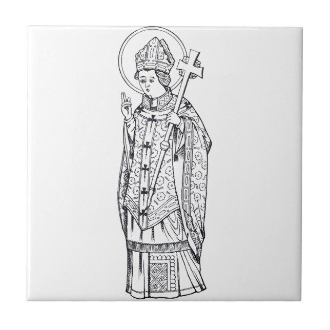 Saint Deiniol Abbot und Bischof Fliese (Vorderseite)