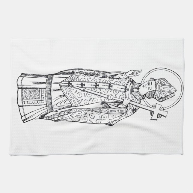 Saint Deiniol Abbot und Bischof Geschirrtuch (Horizontal)