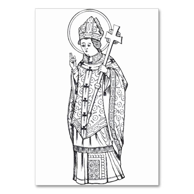 Saint Deiniol Abbot und Bischof Tischnummer (Vorderseite)