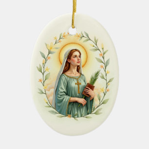 Saint Dymphna Katholische Devovise Keramik Ornament