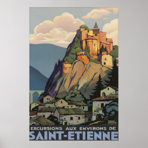 Saint-Étienne Frankreich Vintage Reiseposter Druck Poster