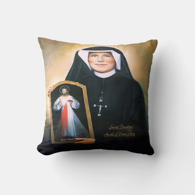 Saint Faustina Göttliche Barmherzigkeit von Litany Kissen (Vorderseite)