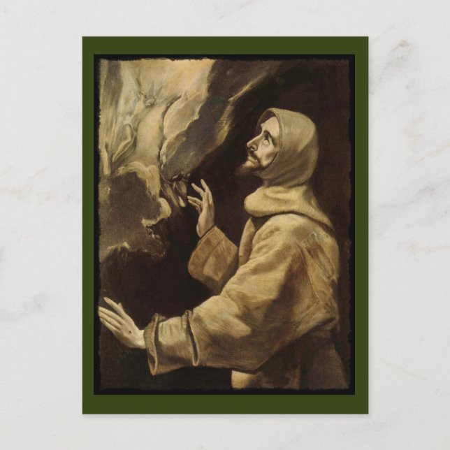 Saint Francis Eyes Toward Heaven Postkarte (Vorderseite)