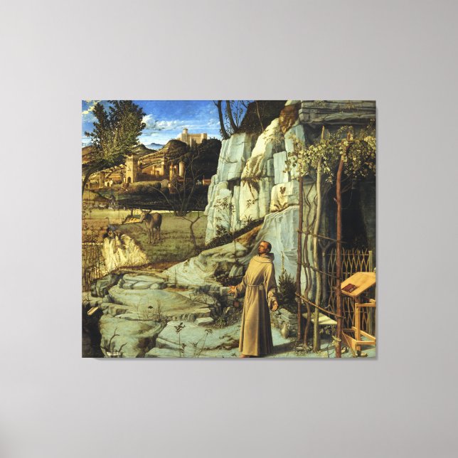 Saint Francis in der Wüste von Giovanni Bellini Leinwanddruck (Vorderseite)
