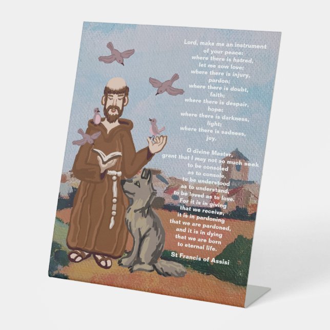 Saint Francis of Assisi Peace Prayer Sockelschild (Vorderseite)