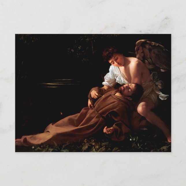 Saint Francis von Assisi in Ecstasy von Caravaggio Postkarte (Vorderseite)
