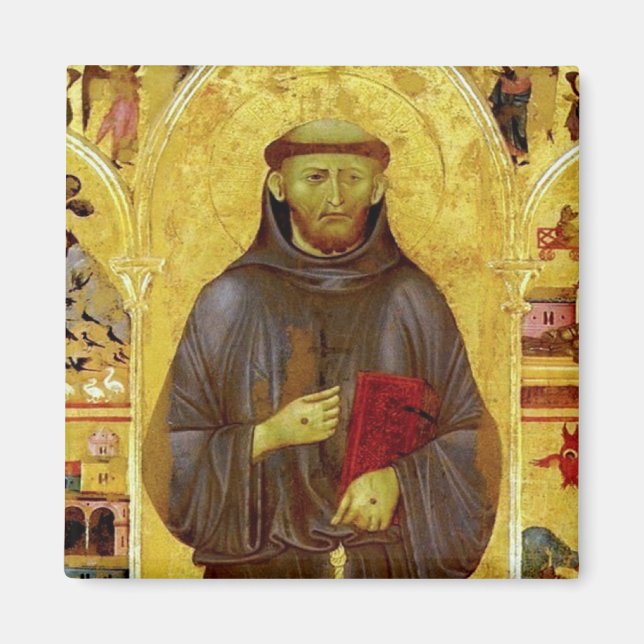 Saint Francis von Assisi Mittelalterliche Ikonogra Magnet (Vorne)