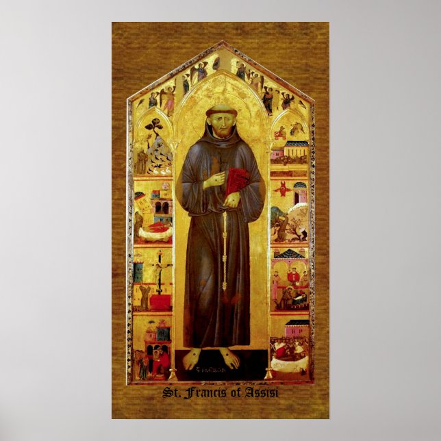 Saint Francis von Assisi Mittelalterliche Ikonogra Poster (Vorne)