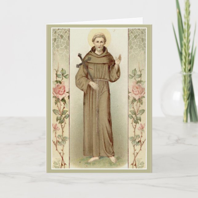 Saint François d'Assise Carte de voeux avec prière (Devant)