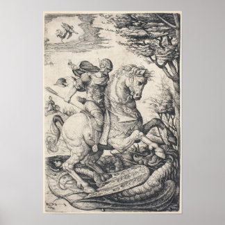 Saint George auf Horseback Slegende Drache Poster