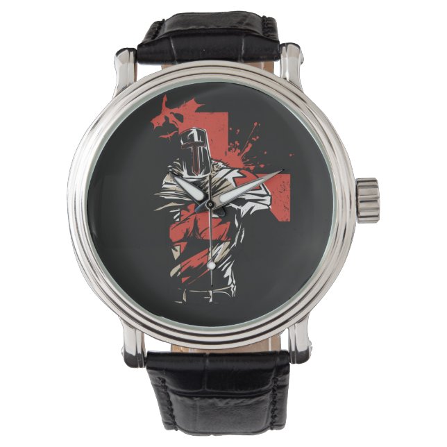 Saint George Christlich Crusader Rotes Kreuz Armbanduhr (Vorderseite)