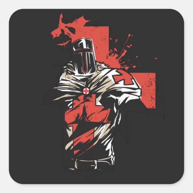 Saint George Christlich Crusader Rotes Kreuz Quadratischer Aufkleber (Vorderseite)
