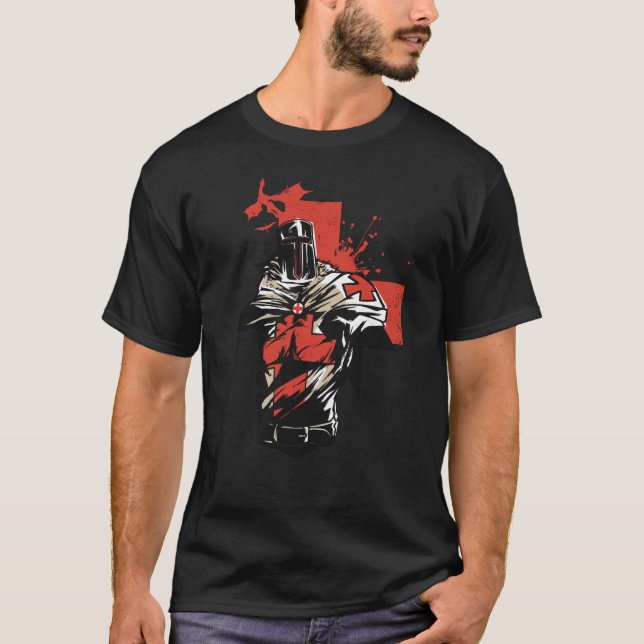 Saint George Christlich Crusader Rotes Kreuz T-Shirt (Vorderseite)
