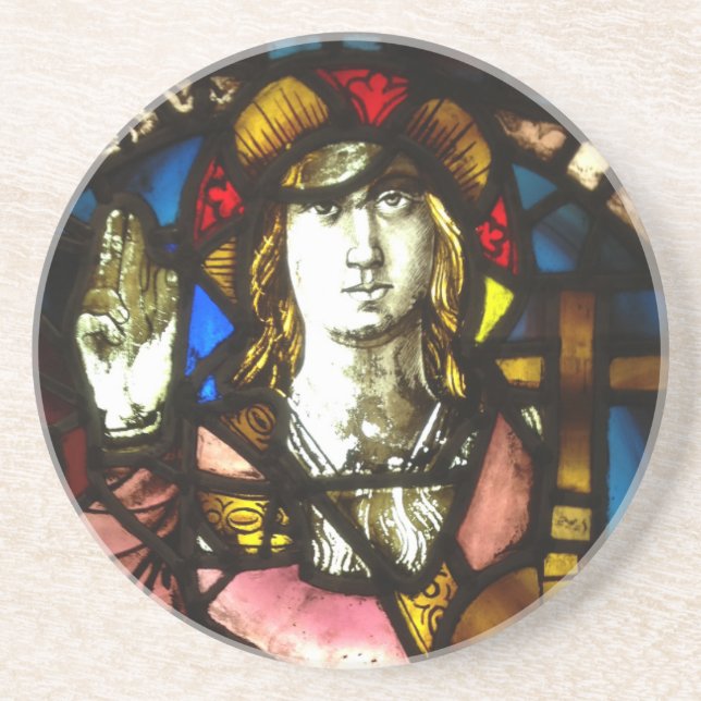 Saint George der Dragon Schicht aus festem Glas Sandstein Untersetzer (Vorne)