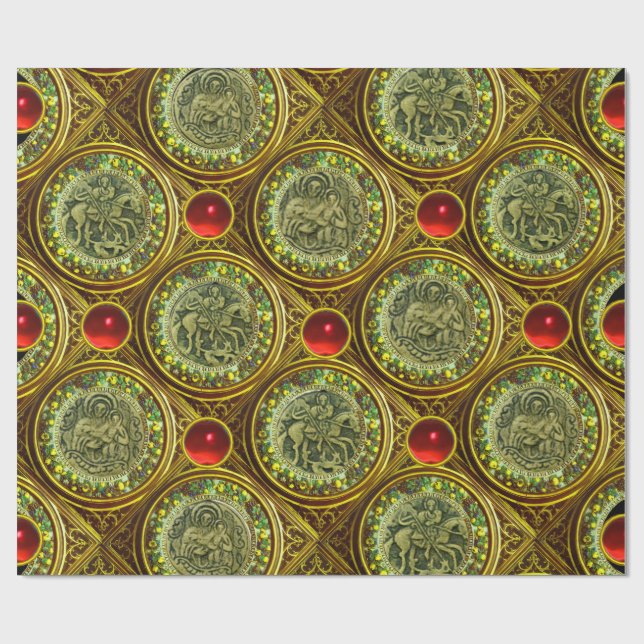 SAINT GEORGE, DRAGON /MADONNA UND KINDERRed Ruby Geschenkpapier (Flach)