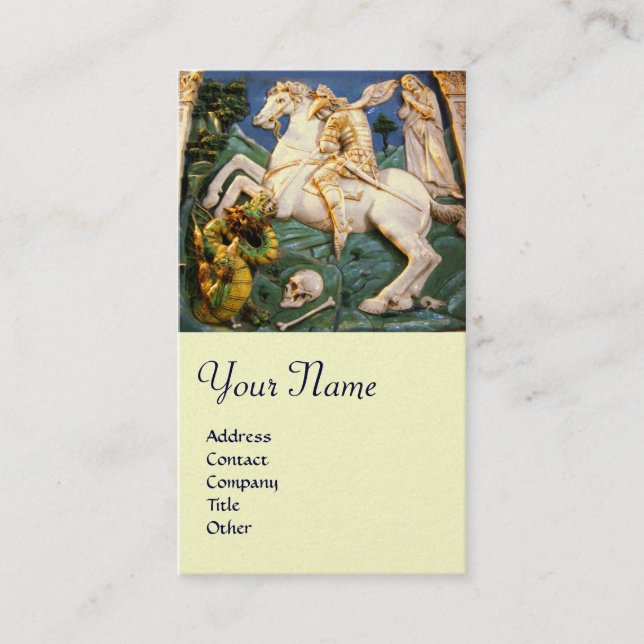 Saint George, Dragon, Princess Monogram Cream Pear Visitenkarte (Vorderseite)