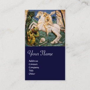 Saint George, Dragon und Princess Monogram blau Visitenkarte
