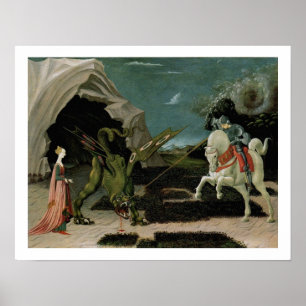 Saint George & Dragon Vintag Art Print Poster