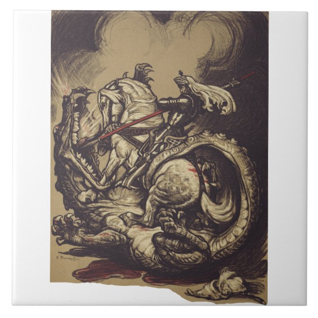 Saint George Killing der Drache Fliese (Vorderseite)